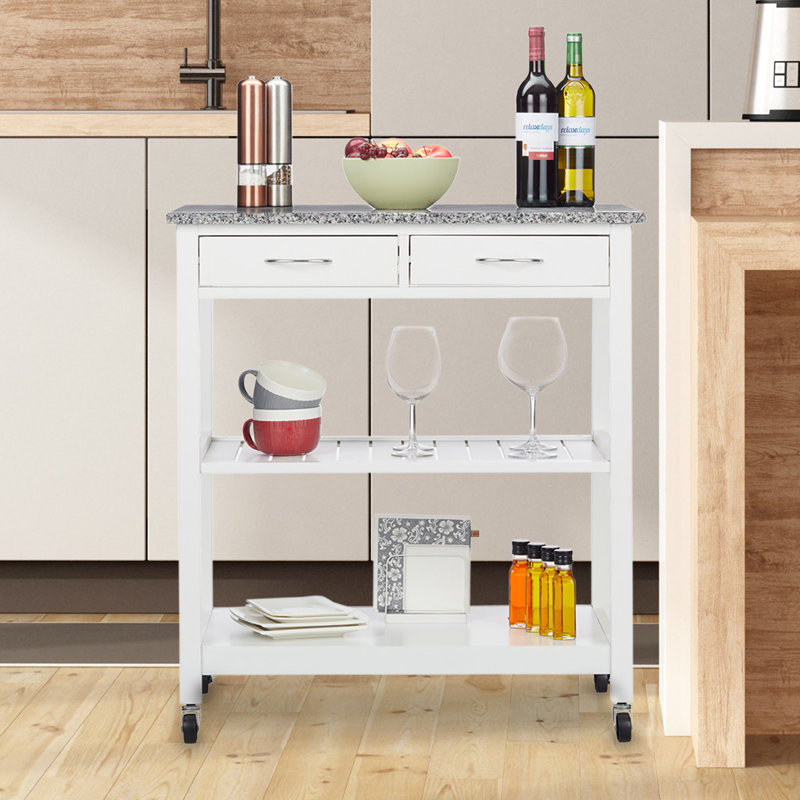 Latitude Run Stapp Granite Kitchen Trolley Wayfair.co.uk